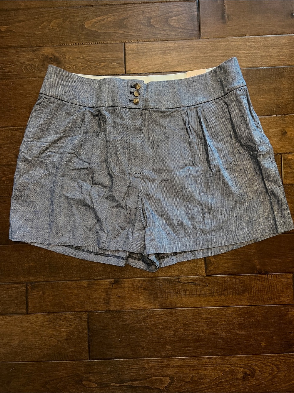 Lane Bryant Blue Linen High-Waist Shorts